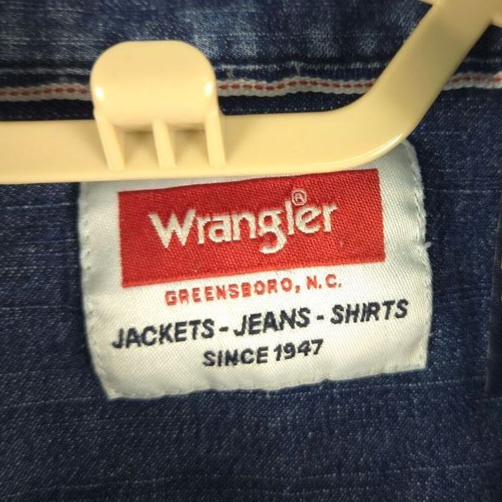 Wrangler Classic Denim Western Pearl Snap Button Down Shirt Medium Wash 3XL - Picture 3 of 5